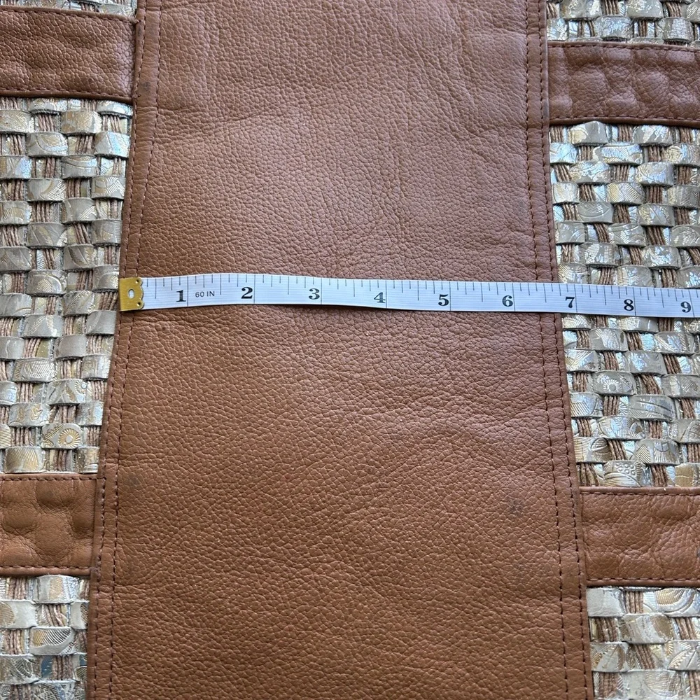 S. S. Leathers woven leather duffle bag. Metallic. Gorgeous twist on classic. - Picture 15 of 16